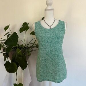 J. Jill Seafoam Green Knit Light Sweater Tank Top 100% Cotton Size L Euro Summer